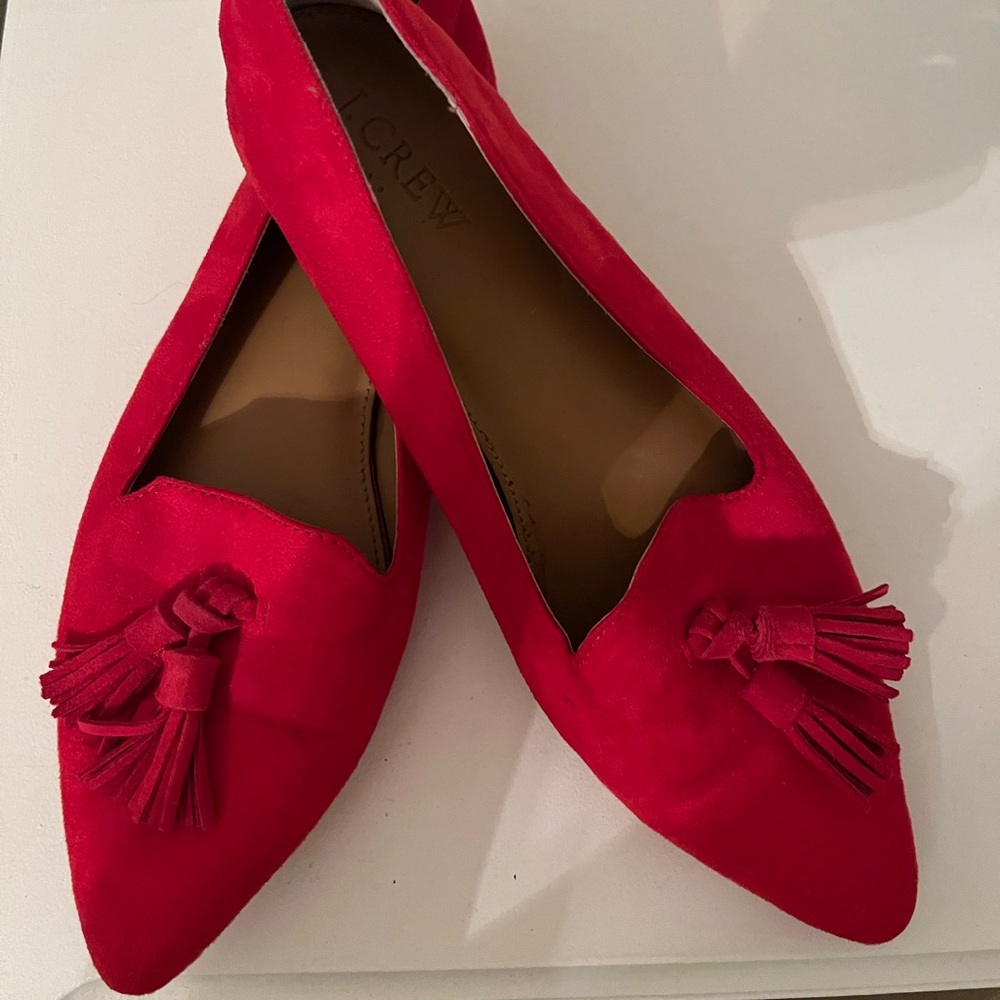 J Crew Flats Tassel Loafers- Size 7 Red